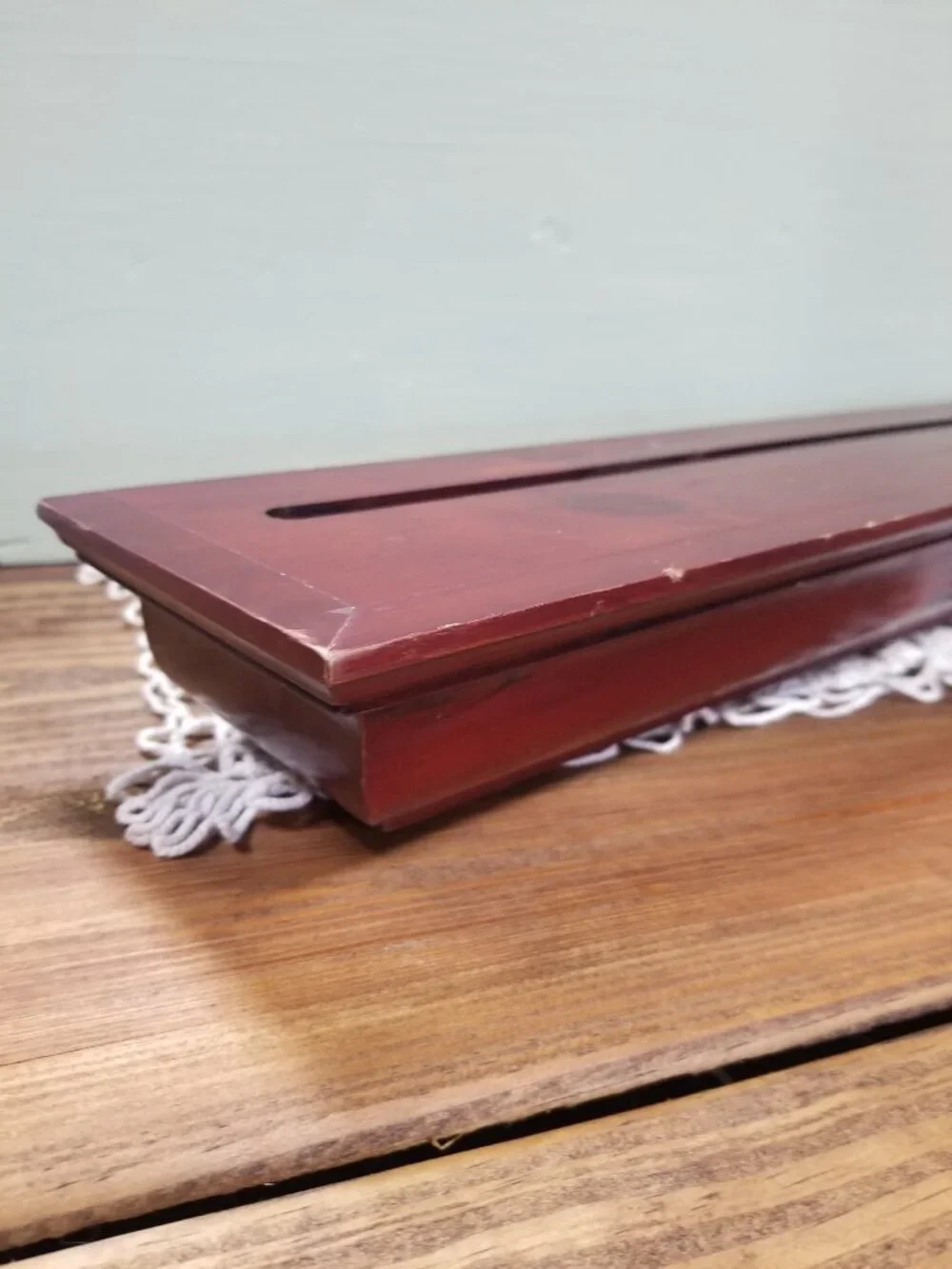Vintage Wooden Shelf with Plate Groove 24 inch